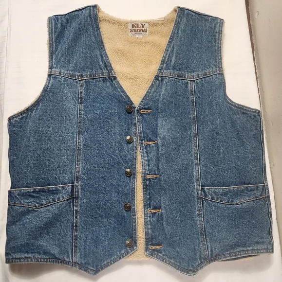 Vintage Classic Vest, ELY OUTWEAR Denim Blue Jean for Women SKU D10 - Picture 3 of 5